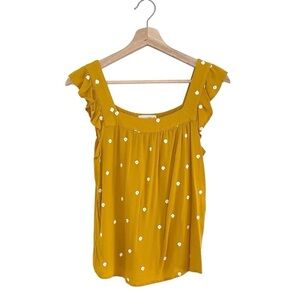 Universal Thread Ruffle Sleeve Embroidered Floral Top XS